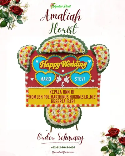 Karangan Papan Bunga Pernikahan di Pegagan
